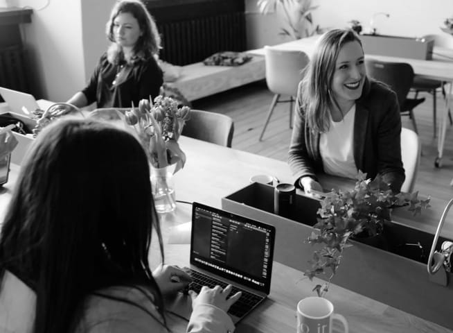 office workers smiling